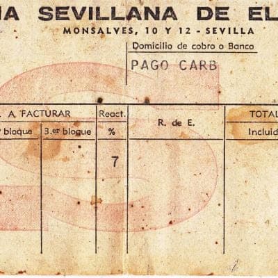 Recibo Sevillana año 1962